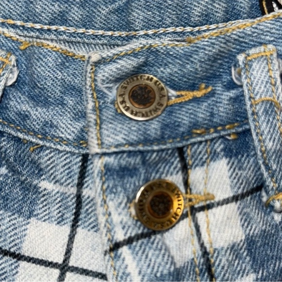 Vintage Y2K Switch USA Plaid Patchwork High-Rise Jean Shorts Size 3 (0/1) - Picture 6 of 7